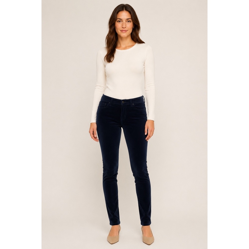 J Brand Women's Size 27 Navy Blue Velvet Skinny Jeans Cotton Stretch Pants